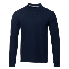 Рубашка поло мужская STAN длинный рукав хлопок/полиэстер 185, 04S, Темно-синий