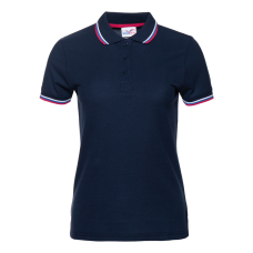Рубашка поло женская триколор STAN хлопок/полиэстер 185, 04WRUS, Темно-синий